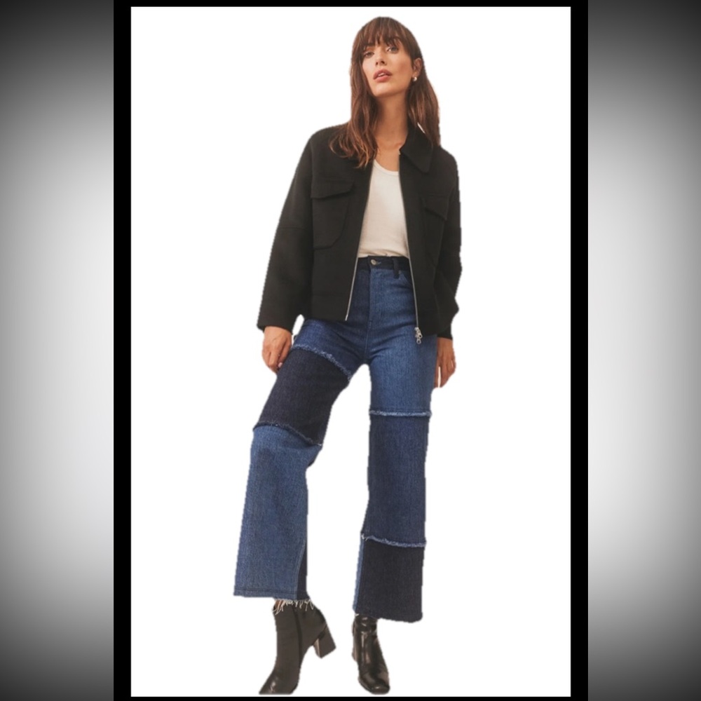 The Getty Patchwork High Waist Crop Wide Leg Jeans Size 26 Boho Style